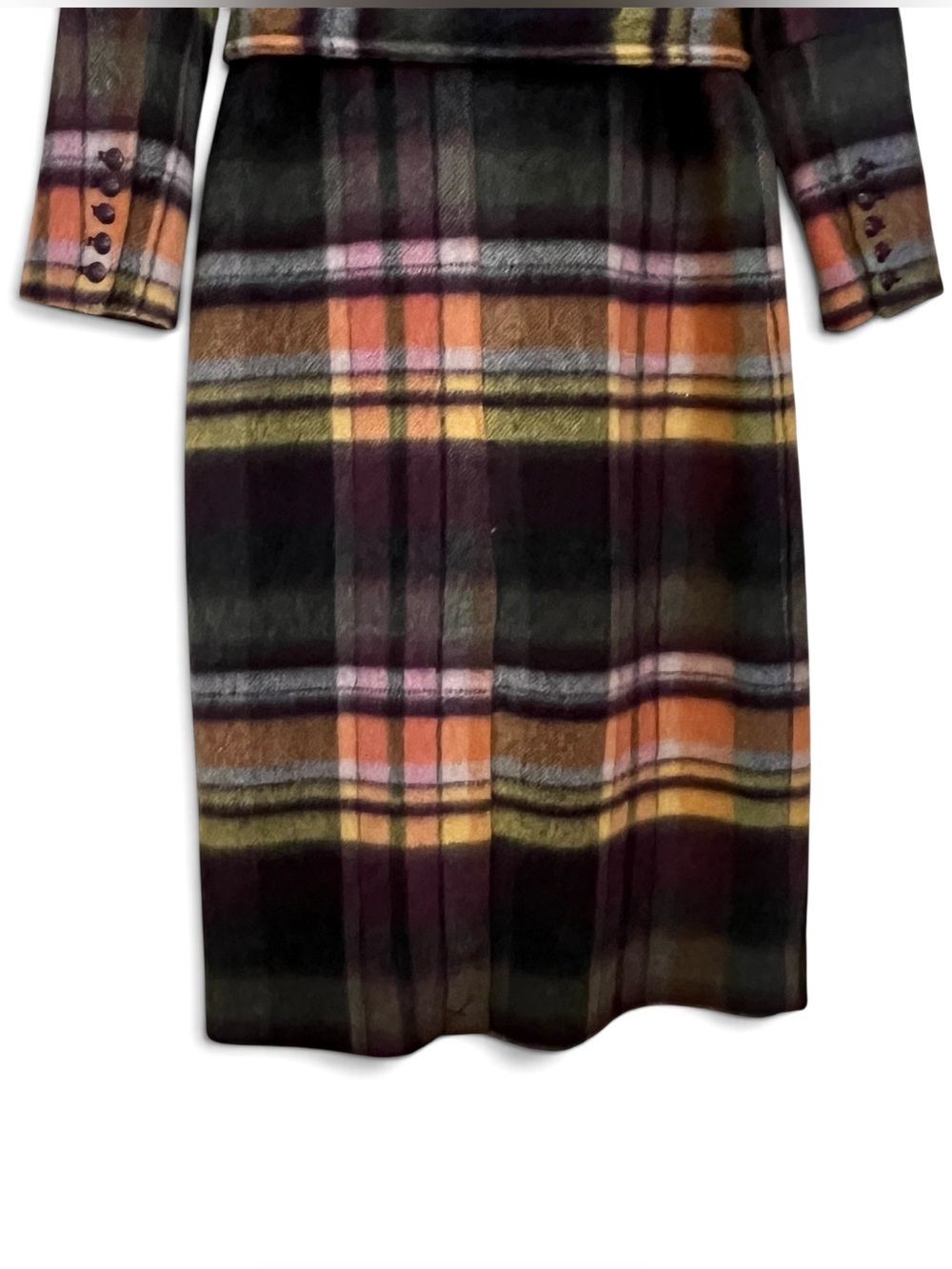 🔴SALE🔴 L'AGENCE Olina Plaid Wool Trench Coat Belted Double Breasted Italian - Picture 6 of 14